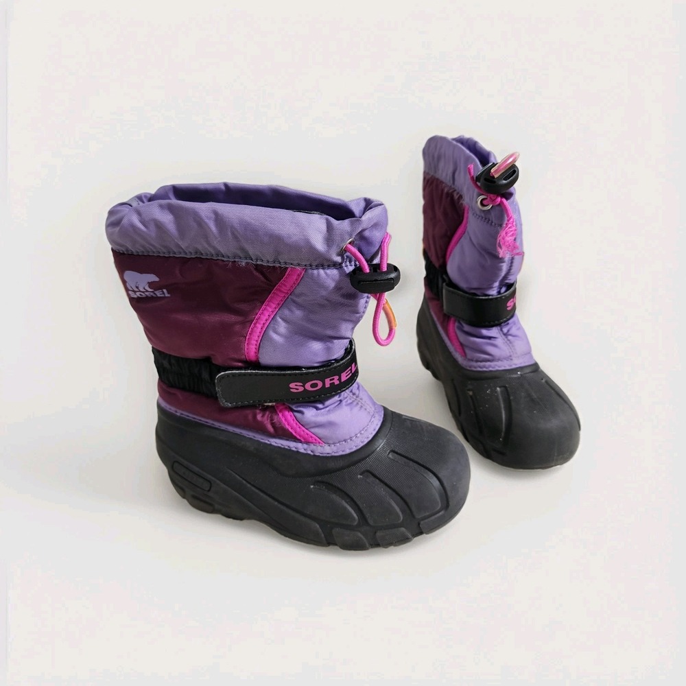 Sorel Girls Size 12 Purple Magenta Waterproof Snow Boots Removable Liner